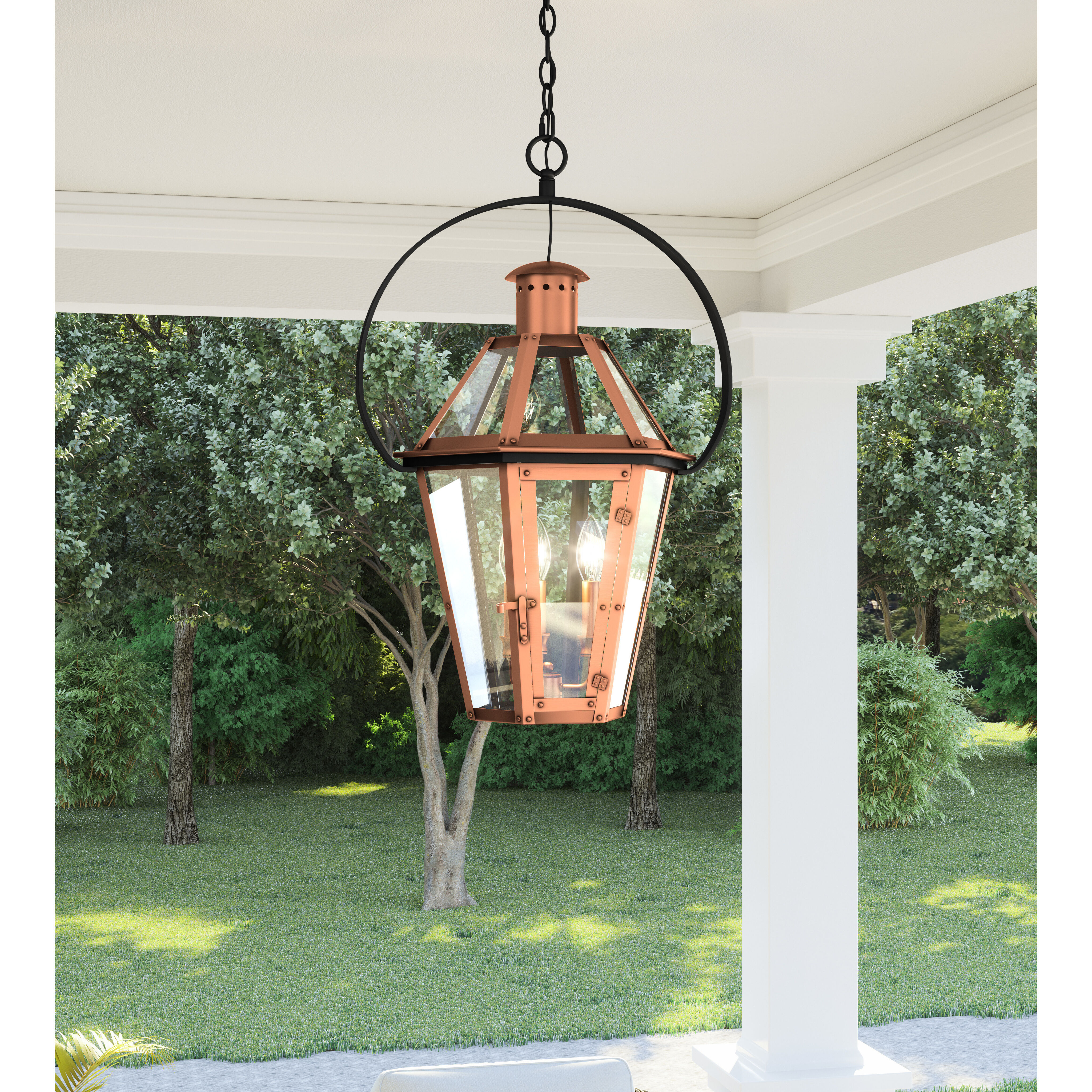 Burdett 3 Light 18 inch Aged Copper Pendant Ceiling Light