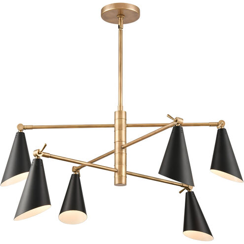 Luca 6 Light 36 inch Natural with Matte Black Chandelier Ceiling Light