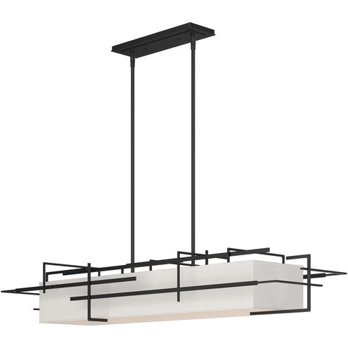 Etch 4 Light 54 inch Black Pendant Ceiling Light in Flax