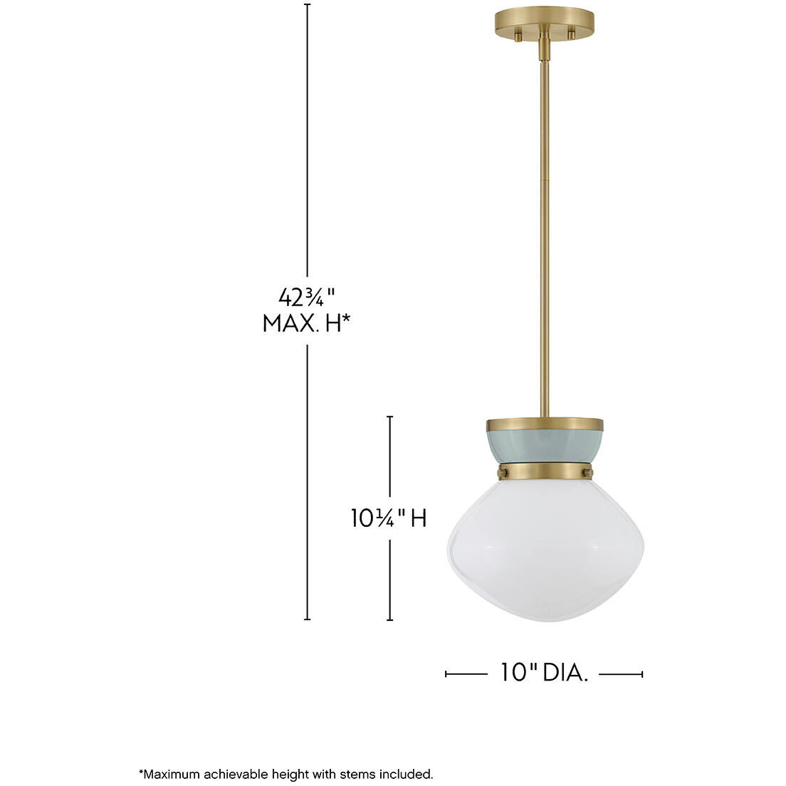 Lucy 1 Light 10 inch Lacquered Brass with Seafoam Pendant Ceiling Light