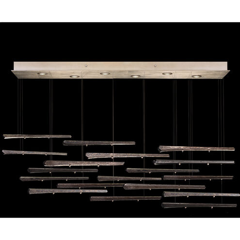 Elevate LED 59 inch Gold Pendant Ceiling Light in Gold Leaf, Meteorite Spires Studio Glass