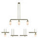 Franklin Restoration Dover 3 Light 37 inch Antique Brass Island Light Ceiling Light in Incandescent, Matte White Glass, Franklin Restoration