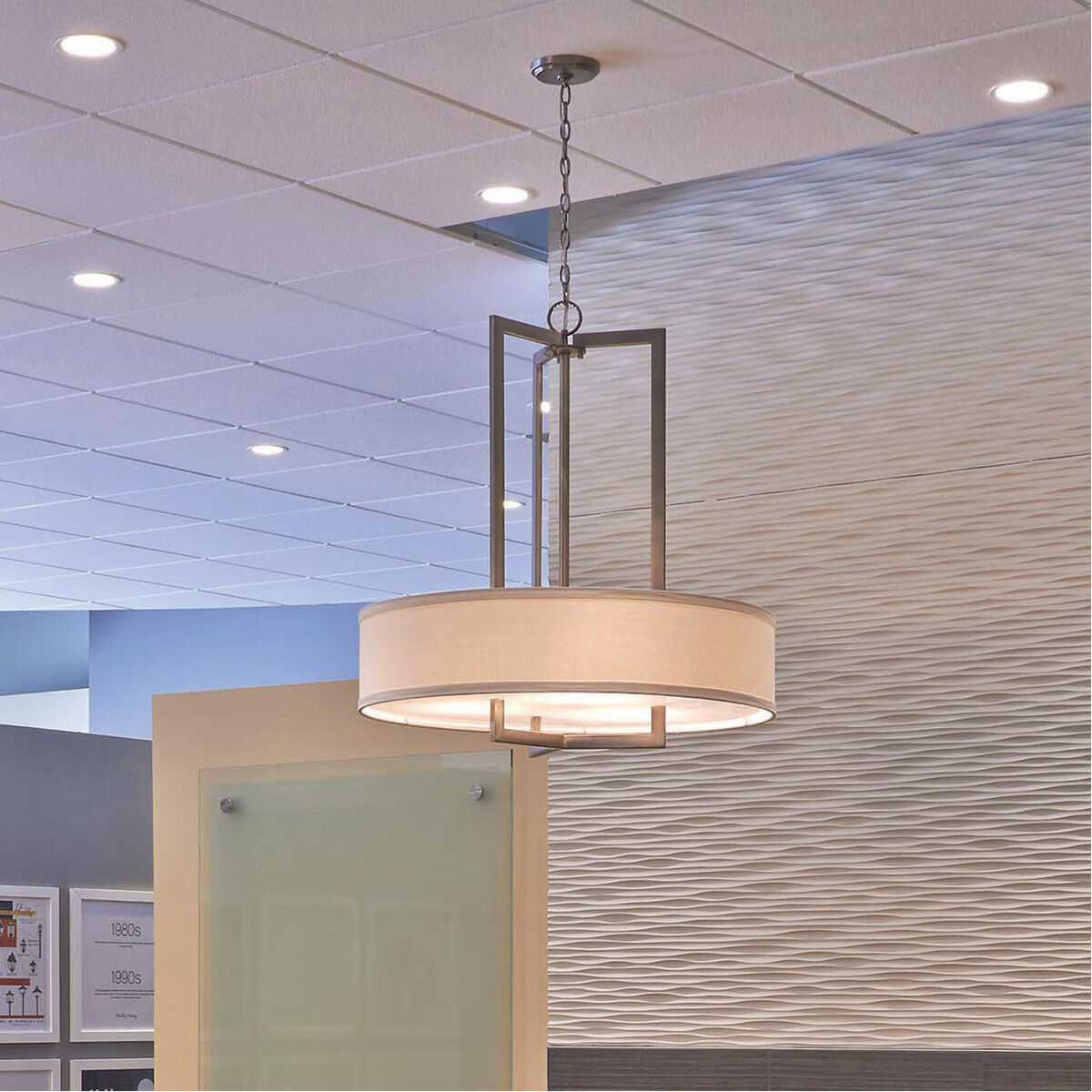 Hampton 3 Light 30 inch Antique Nickel Foyer Pendant Ceiling Light