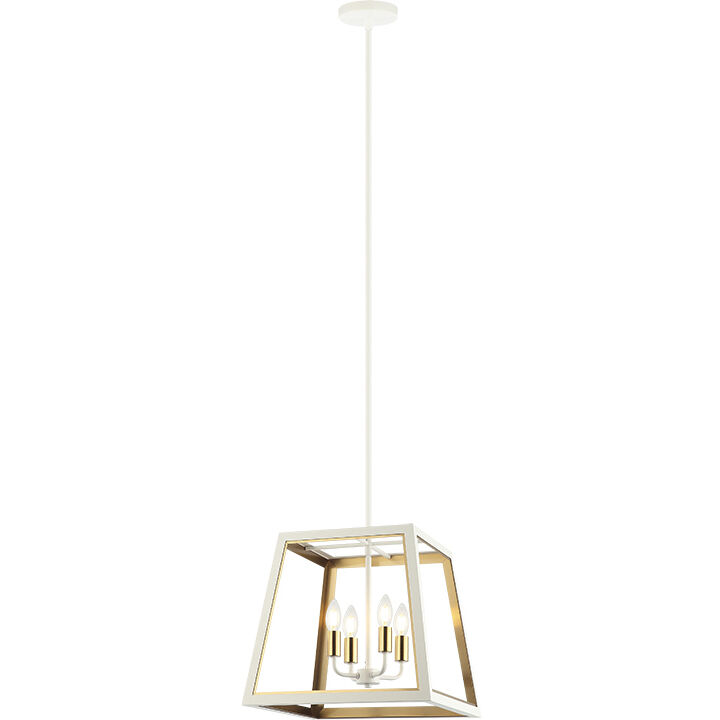 Rosalie 4 Light 16 inch White and Aged Gold Brass Pendant Ceiling Light
