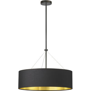 Pallavi 4 Light 22 inch Matte Black Chandelier Ceiling Light in Black/Gold Jewel Tone