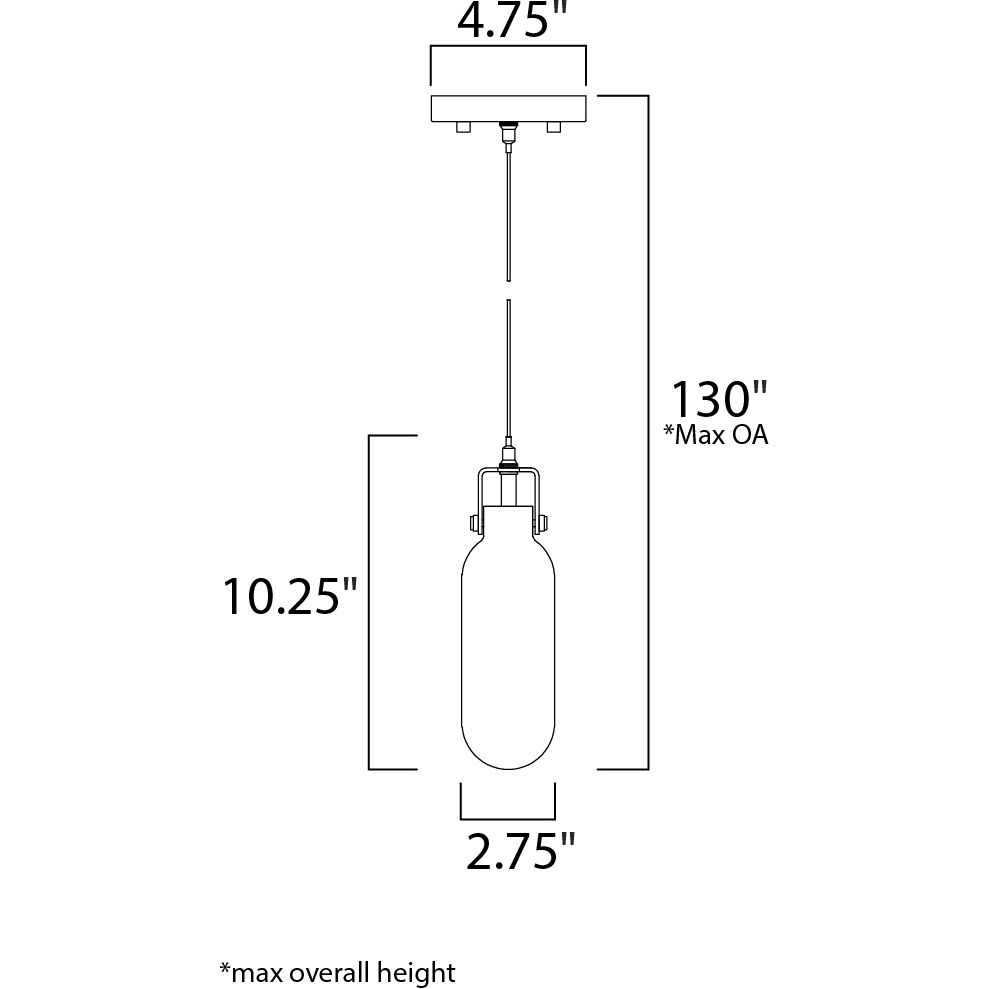 Kem 1 Light 2.75 inch Polished Chrome Single Pendant Ceiling Light