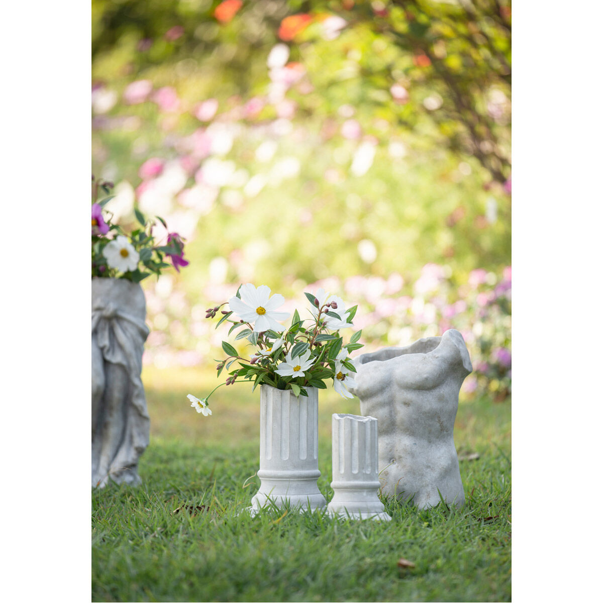 Greek Column Off-White Outdoor Planter