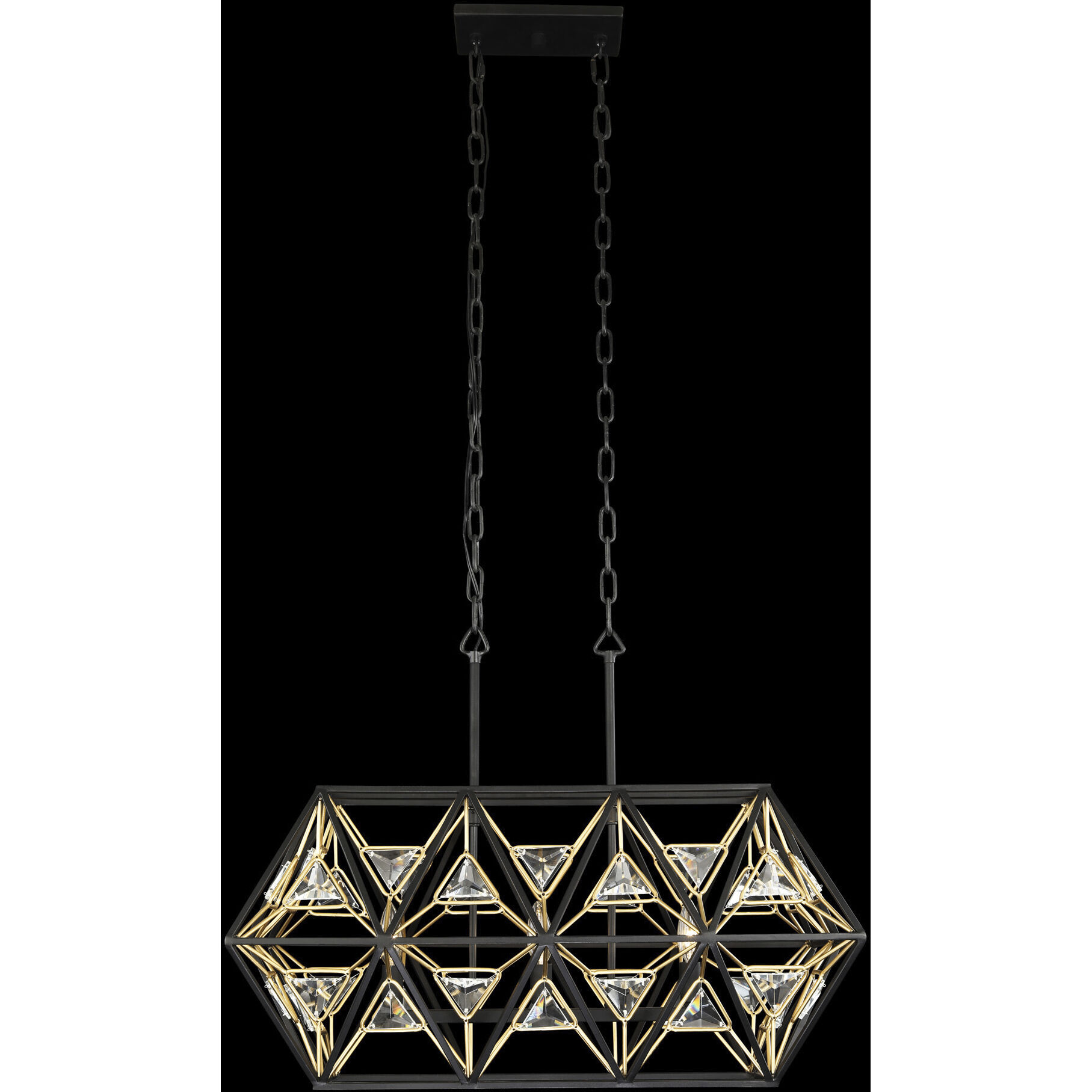 Marcia 3 Light 28 inch Matte Black and French Gold Linear Pendant Ceiling Light