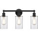 Edison Clymer 3 Light 22 inch Matte Black Bath Vanity Light Wall Light in Clear Glass
