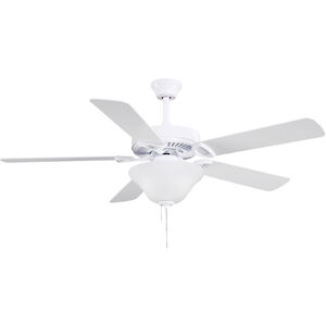 Atlas America 52 inch Gloss White with Reversible White/Light Oak Wood Tone Blades Ceiling Fan, Atlas