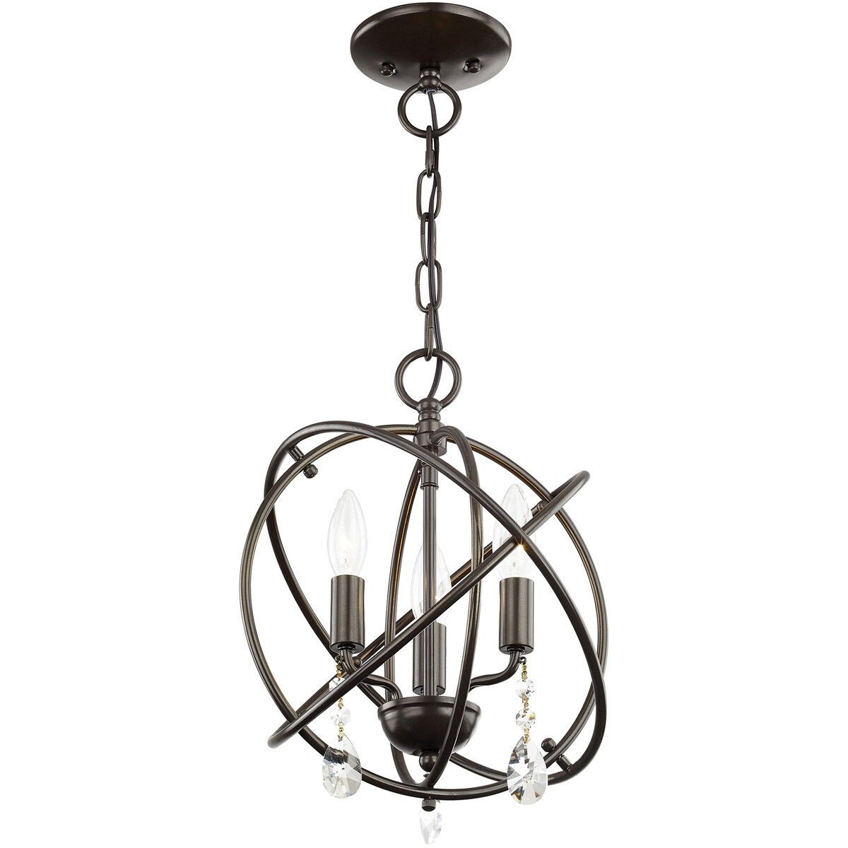 Aria 3 Light 12 inch English Bronze Convertible Mini Chandelier/Ceiling Mount Ceiling Light