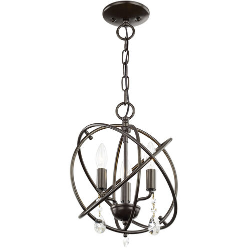 Aria 3 Light 12 inch English Bronze Convertible Mini Chandelier/Ceiling Mount Ceiling Light