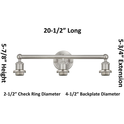 Edison Brookhaven Almond 3 Light 24 inch Brushed Satin Nickel Bath Vanity Light Wall Light in Slate Glass