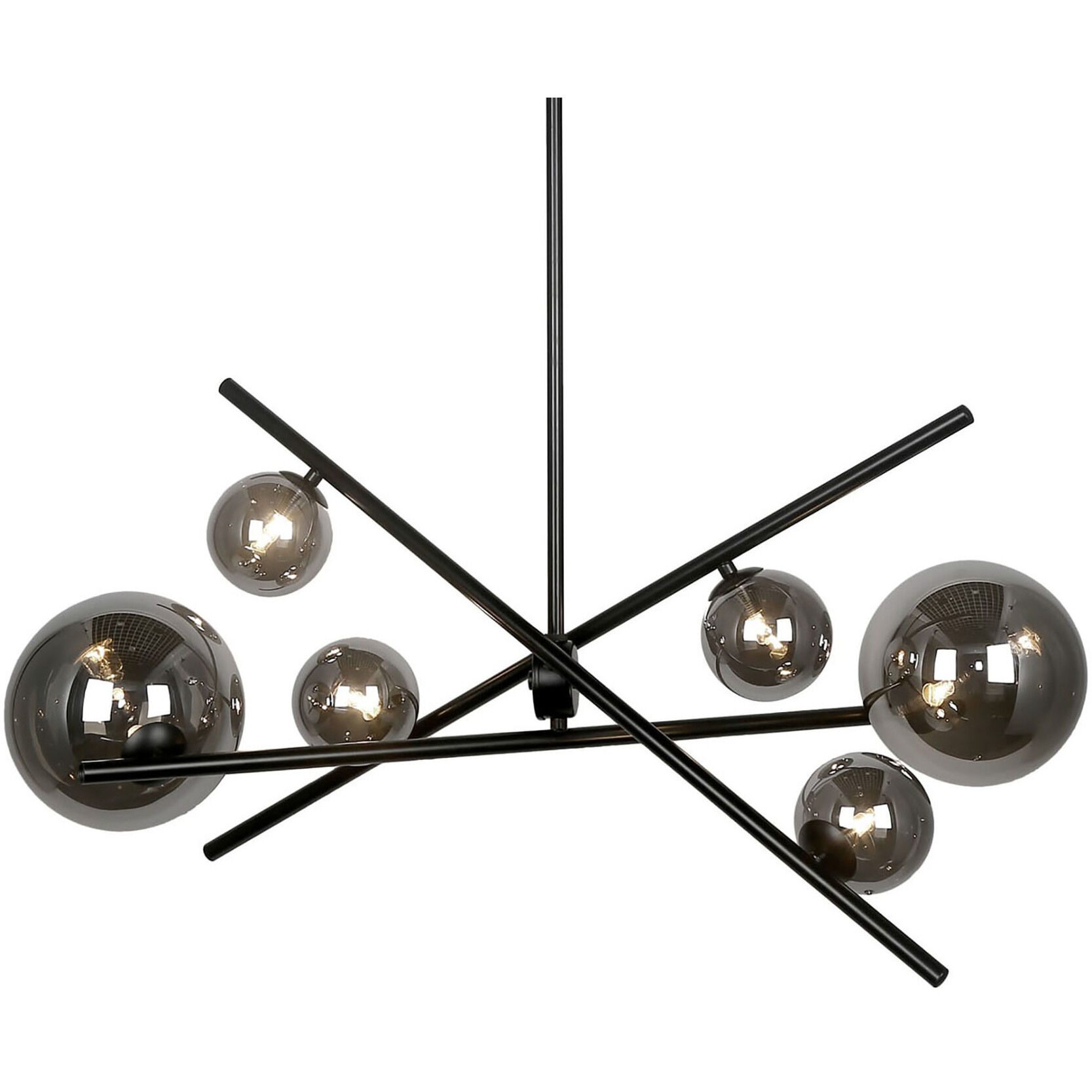 Pamela 6 Light 27 inch Matte Black Horizontal Pendant Ceiling Light, Swivel