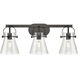 Pilaster II Cone 3 Light 26.5 inch Matte Black Bath Vanity Light Wall Light in Seedy Glass