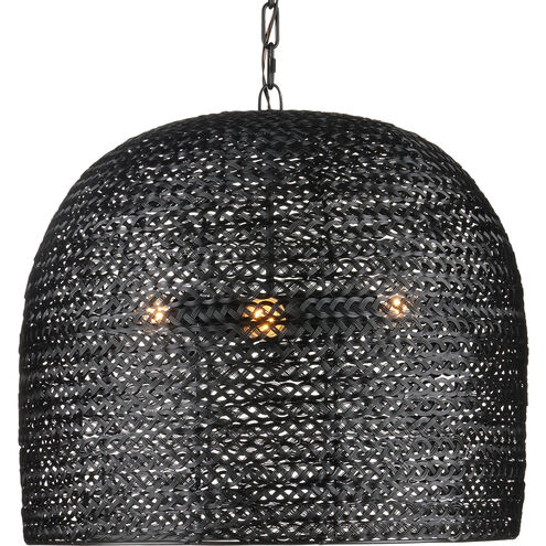 Piero 3 Light 22.25 inch Satin Black Pendant Ceiling Light, Medium