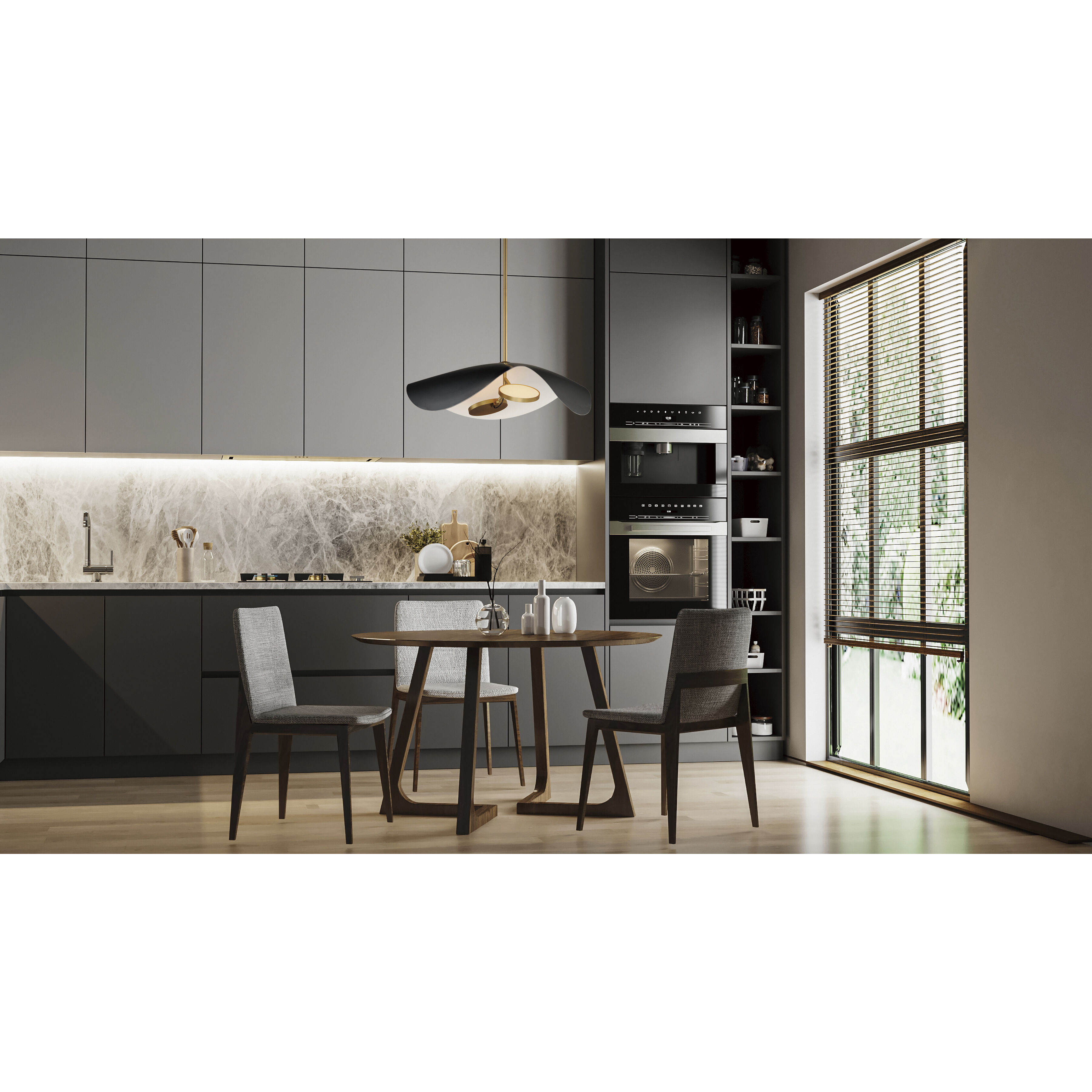 Carmen LED 24 inch Black and Gold Single Pendant Ceiling Light in Black/Gold