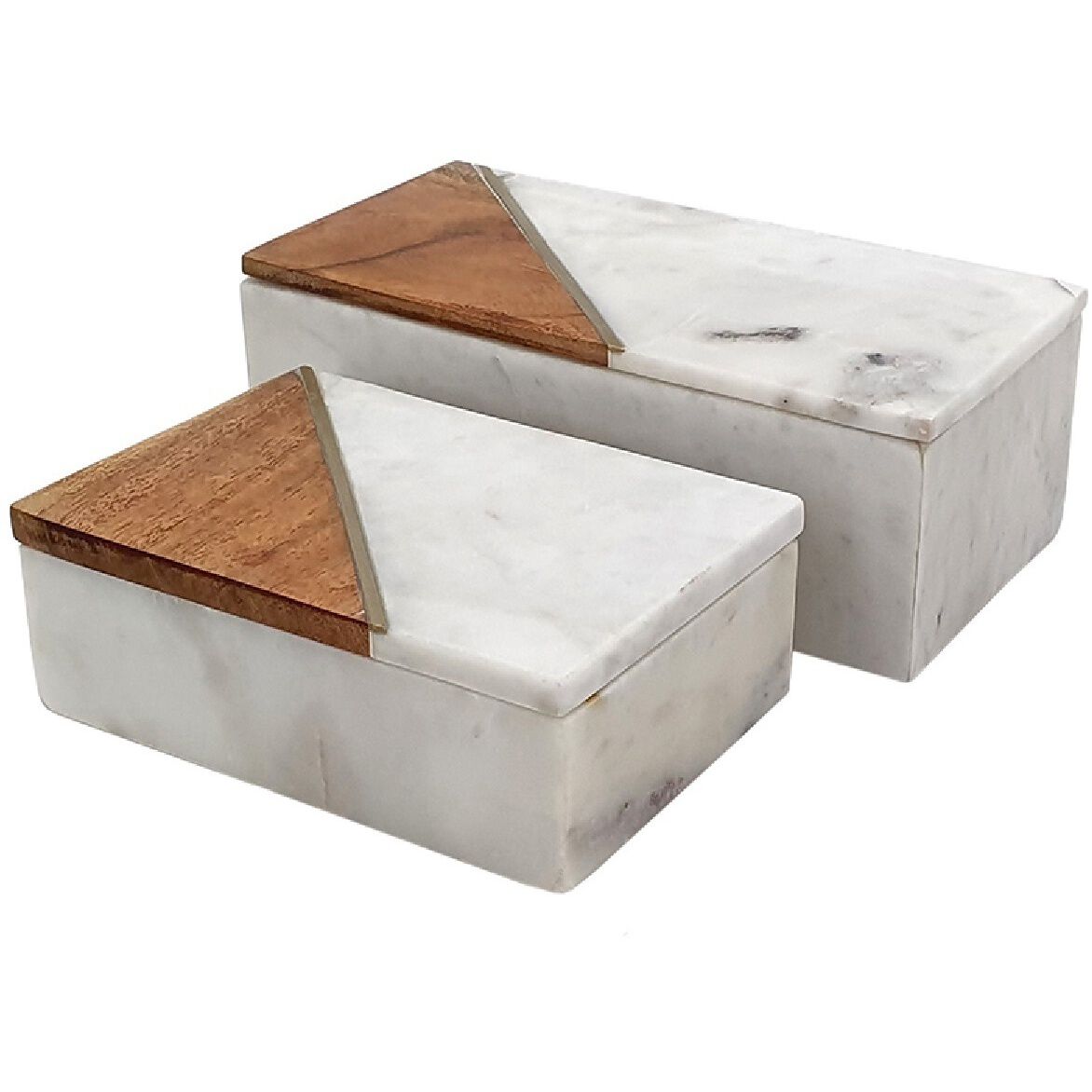Anita 3.9 inch White/Brown Marble Boxes
