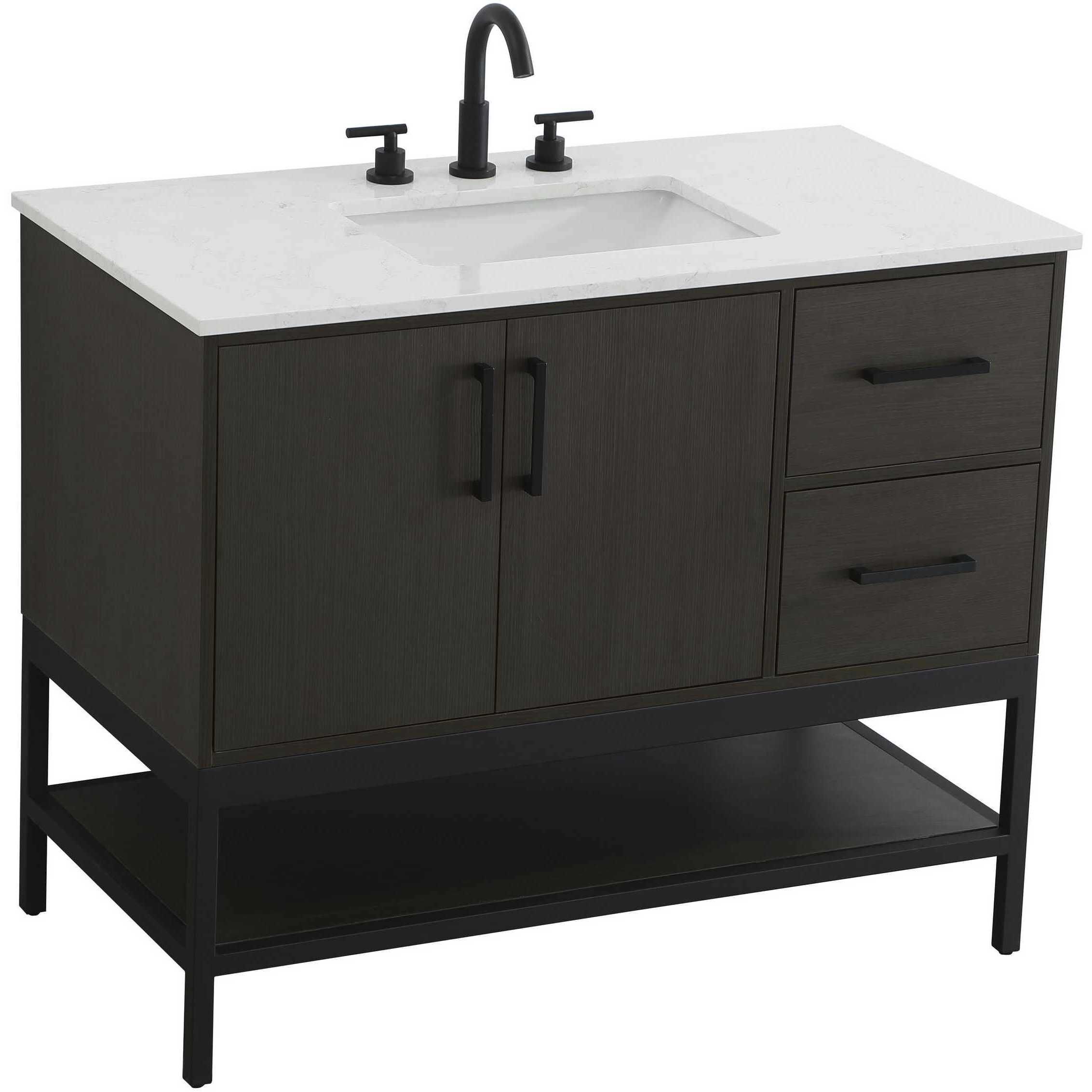Lennox 42 X 34 inch Mocha Brown Bathroom Vanity Cabinet