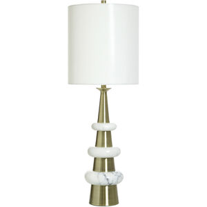 Depphia 40 inch 150.00 watt Antique Brass and White Table Lamp Portable Light