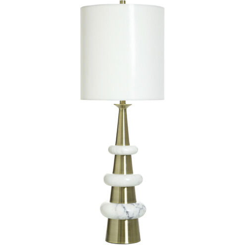 Depphia 40 inch 150.00 watt Antique Brass and White Table Lamp Portable Light