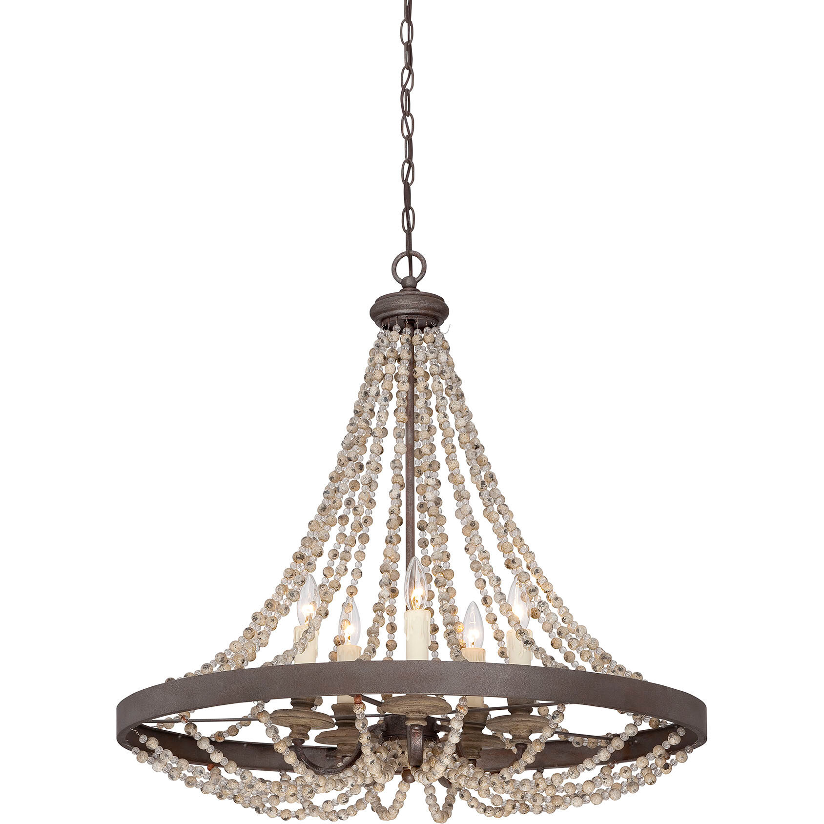 Mallory 5 Light 30 inch Fossil Stone Pendant Ceiling Light