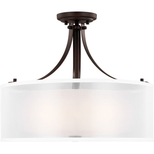 Elmwood Park 3 Light 19 inch Bronze Semi-Flush Mount Ceiling Light