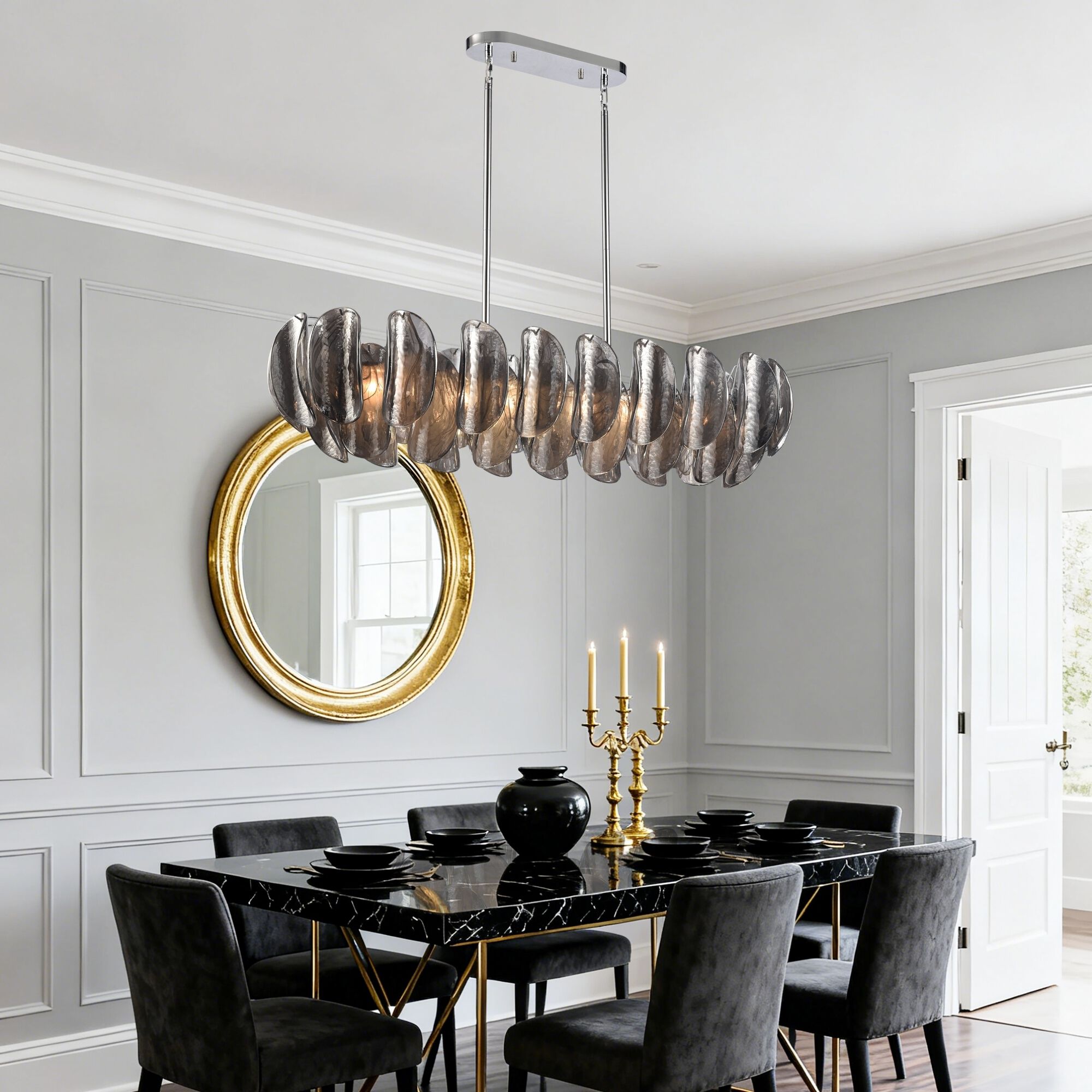 Chateau 6 Light 47.25 inch Polished Chrome Linear Chandelier Ceiling Light