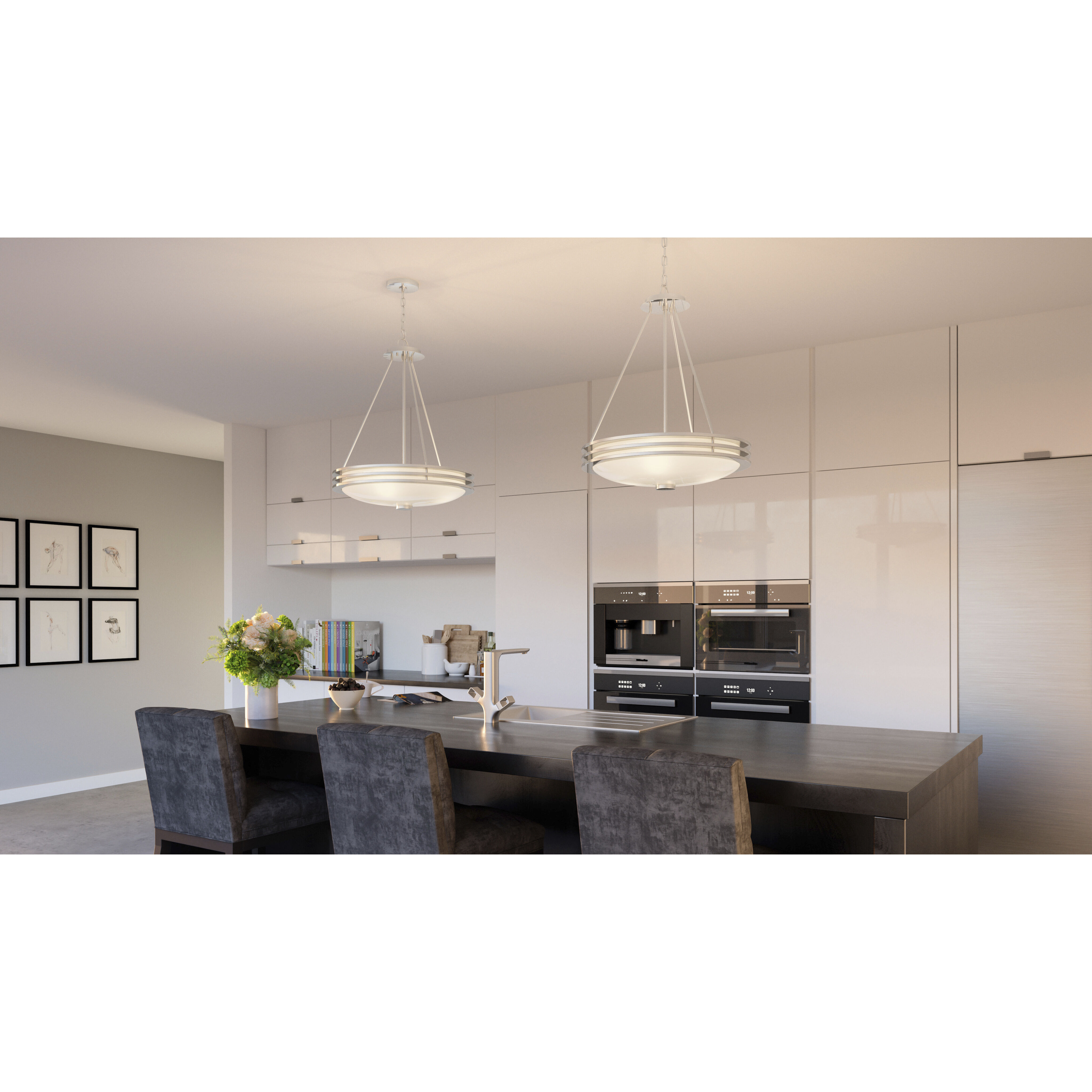 Emile 4 Light 20.25 inch Brushed Nickel Pendant Ceiling Light