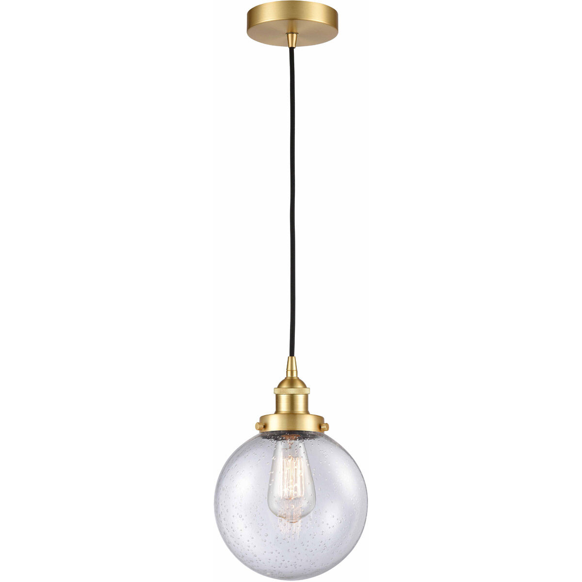 Edison Beacon 1 Light 8 inch Satin Gold Mini Pendant Ceiling Light
