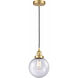 Edison Beacon 1 Light 8 inch Satin Gold Mini Pendant Ceiling Light
