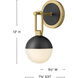 Bowie 1 Light 7.75 inch Lacquered Brass and Black Bath Sconce Wall Light in Lacquered Brass with Black