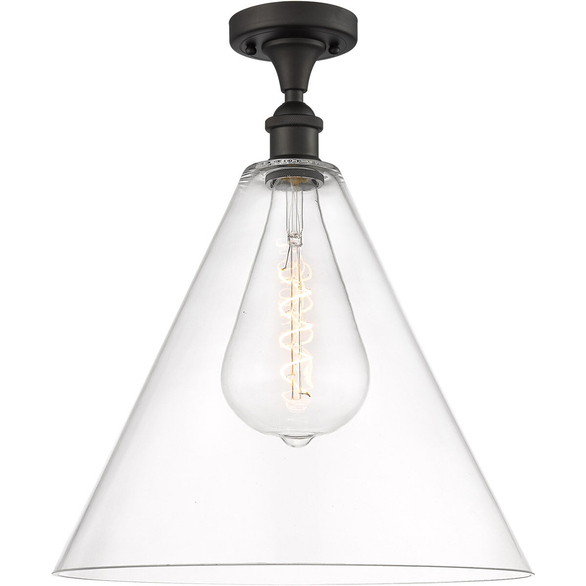 Ballston Cone 1 Light 16 inch Oil Rubbed Bronze Semi-Flush Mount Ceiling Light in Clear Glass