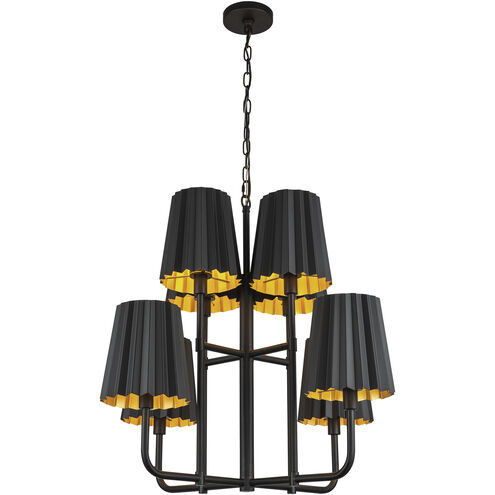 Alora Mood Plisse 8 Light 30 inch Matte Black Chandelier Ceiling Light