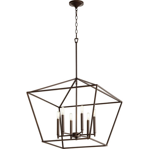 Gabriel 6 Light 24 inch Oiled Bronze Foyer Pendant Ceiling Light, Quorum Home