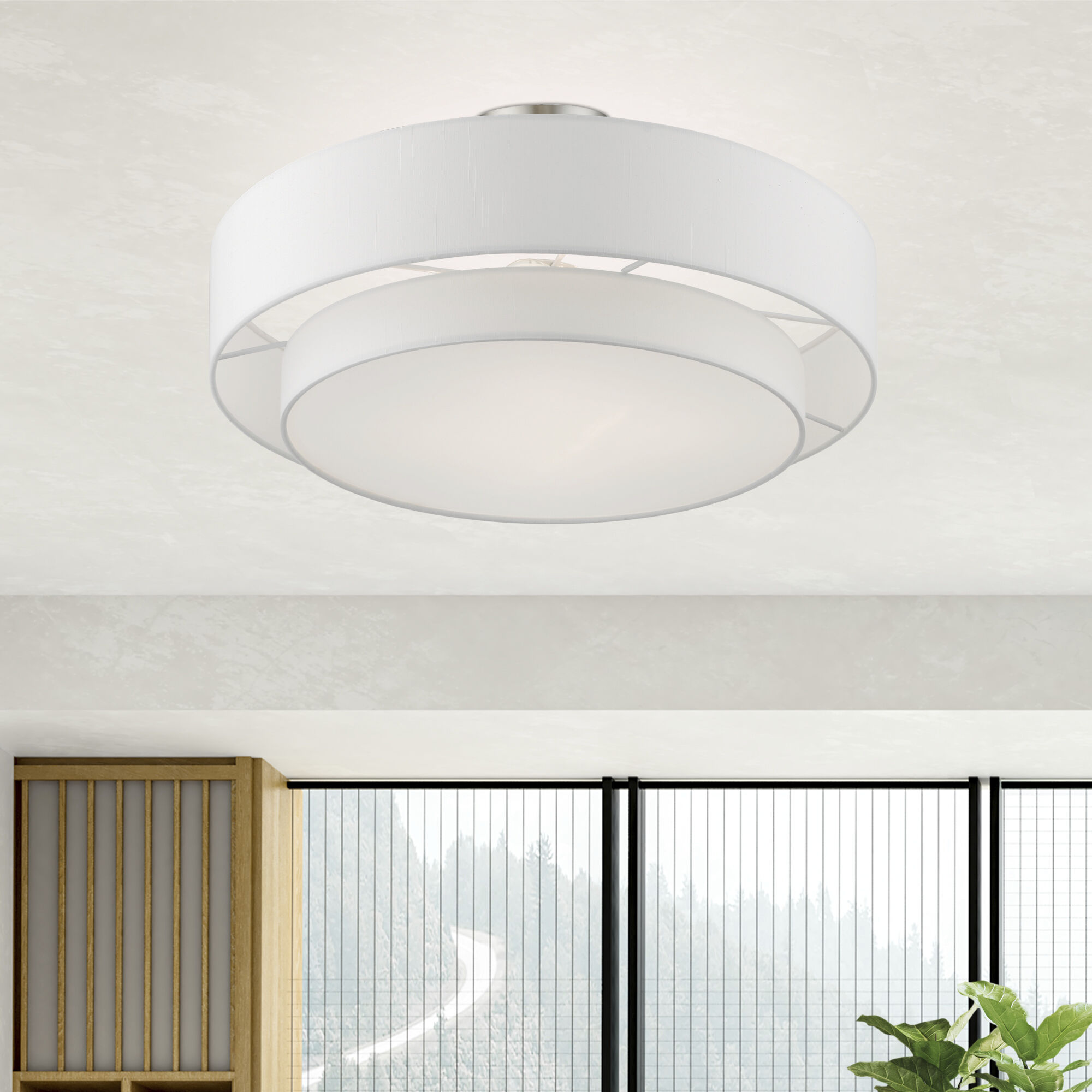 Meridian 4 Light 22 inch Brushed Nickel Semi-Flush Ceiling Light