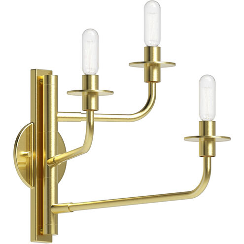 Atelier 3 Light 19 inch Satin Brass Wall Sconce Wall Light