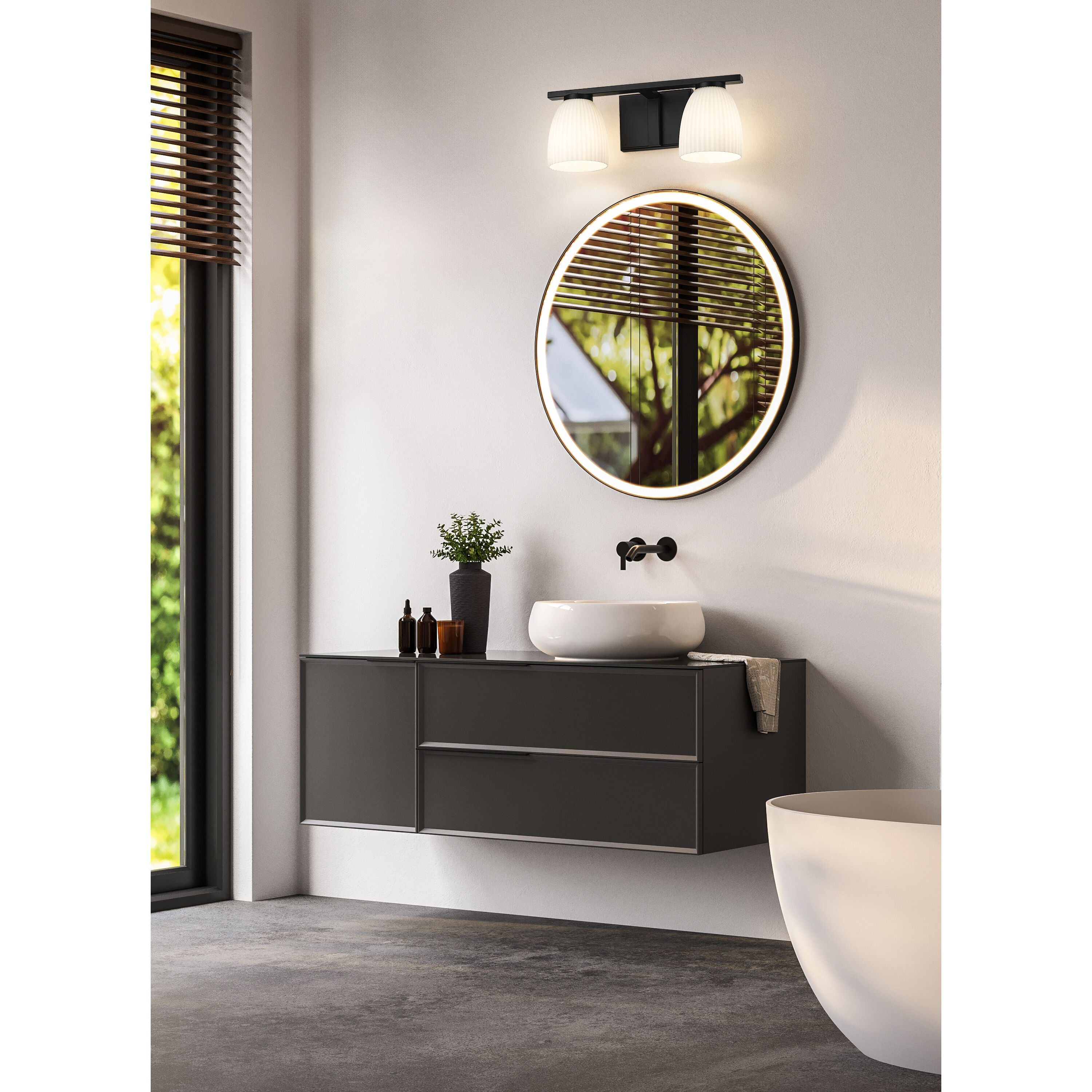 Naya 2 Light 16 inch Matte Black Bath Vanity Light Wall Light