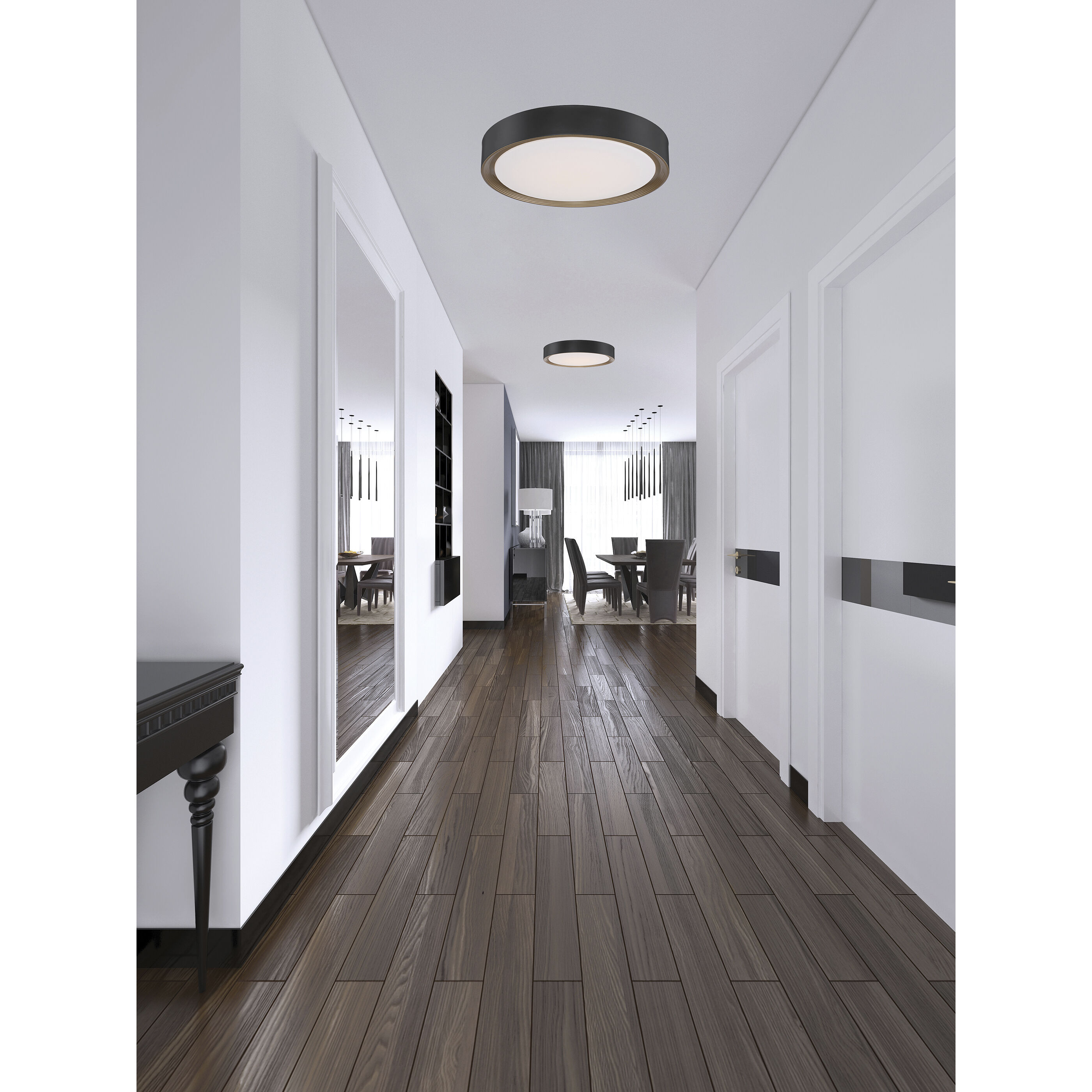 Malaga LED 19.75 inch Matte Black and White Flush Mount Ceiling Light