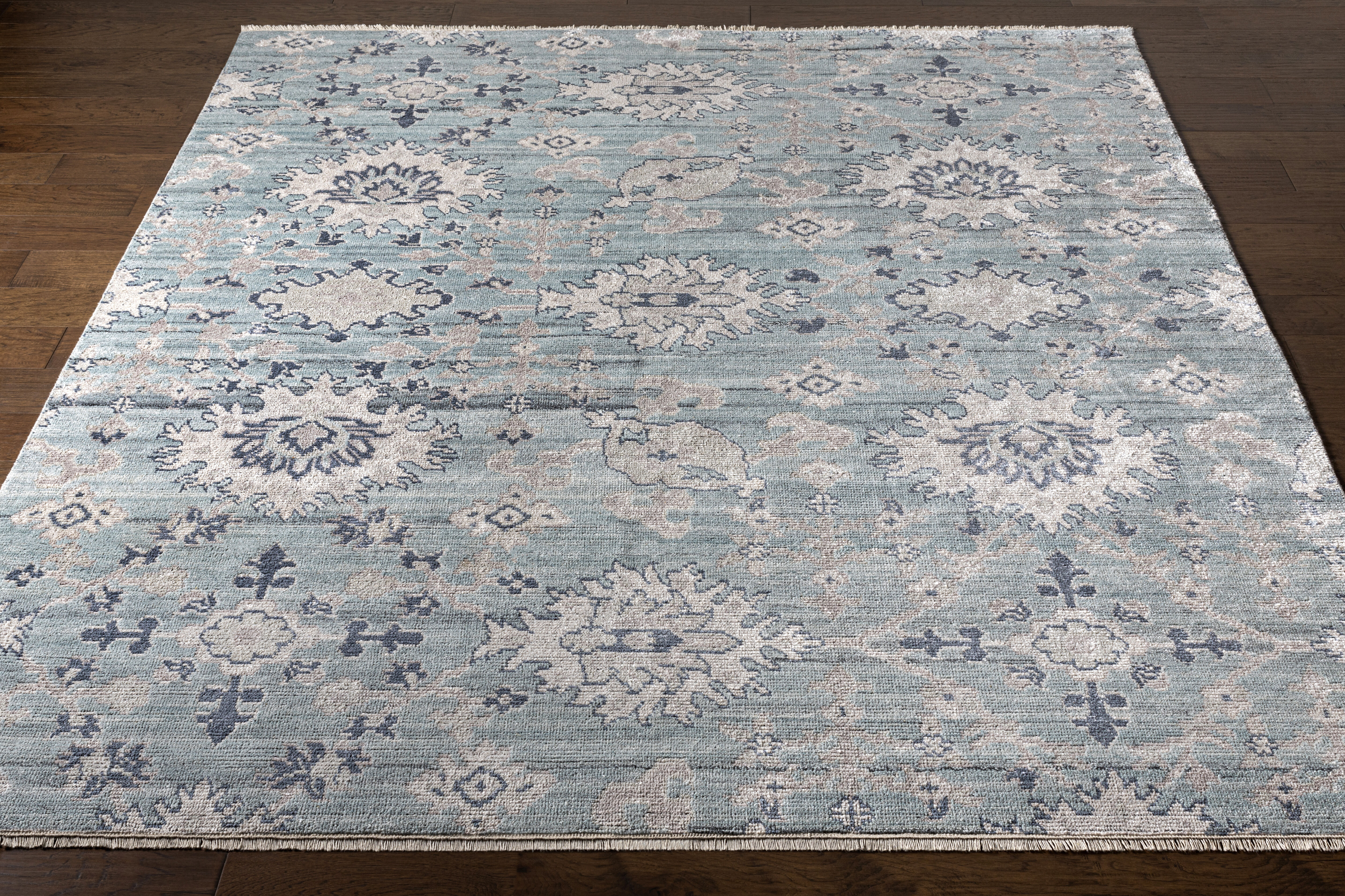 Kushal 120 X 96 inch Pale Blue Rug in 8 x 10, Rectangle