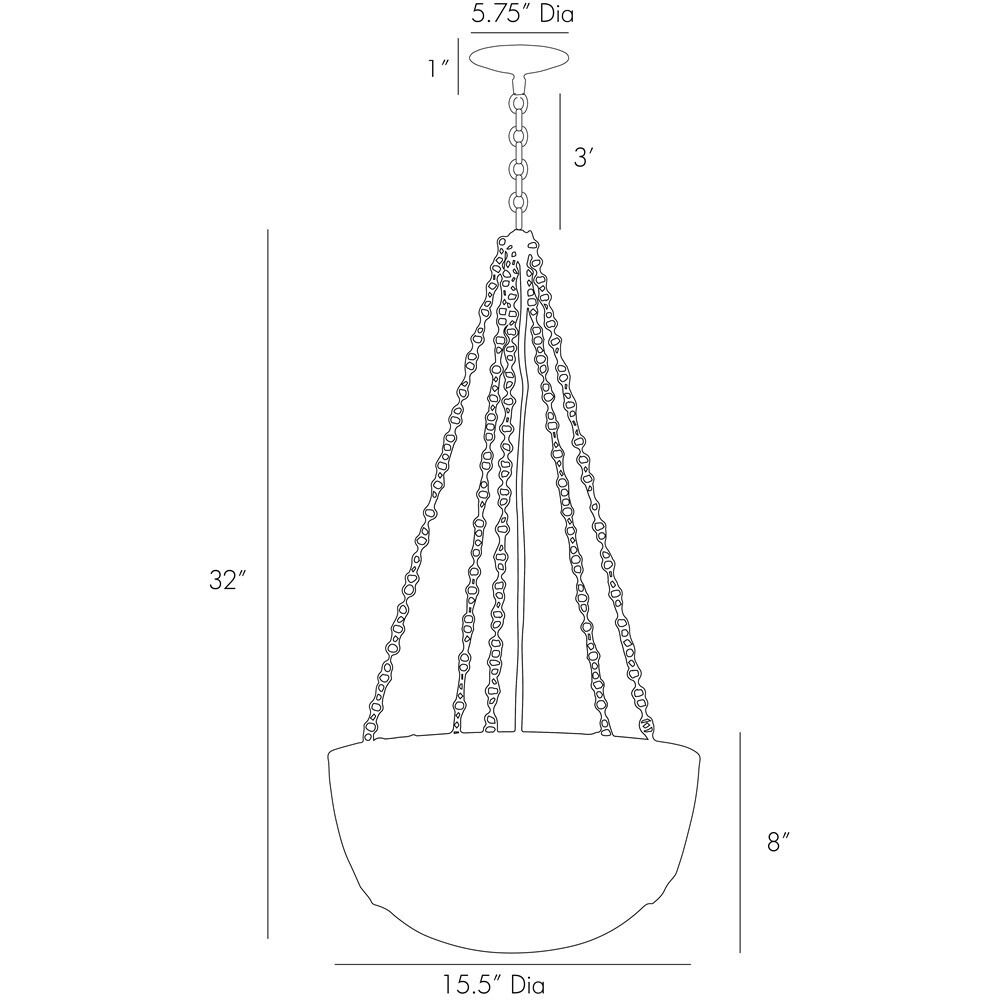 Chainmail 3 Light 15.5 inch Antique brass Pendant Ceiling Light