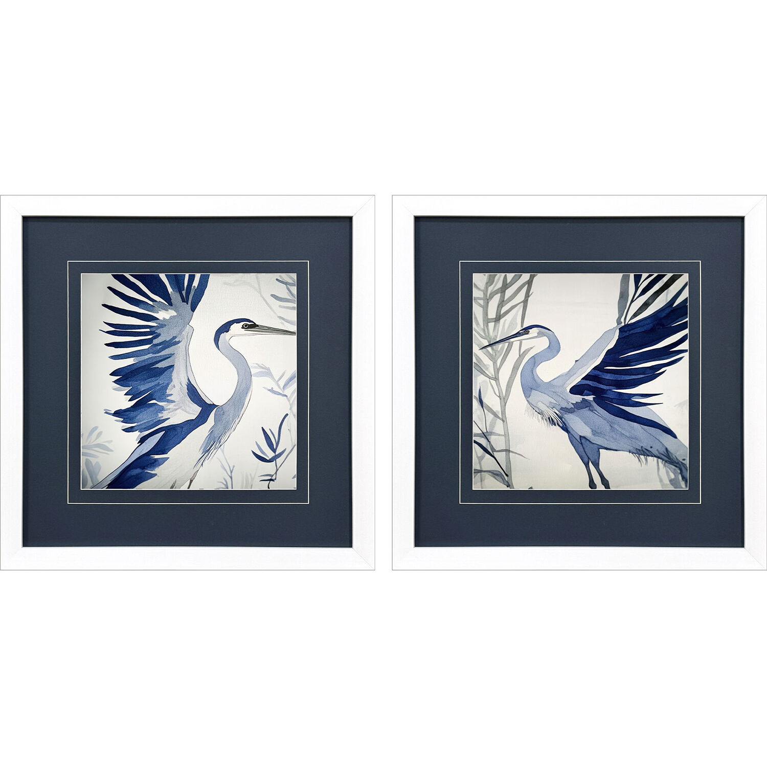 Whimsical Blue Blue and Gray and White and Multi Framed Art, Propac