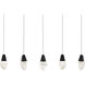Beyond Martini LED 5.5 inch Black Multi-Light Pendant Ceiling Light in Optic Haze, Linear Canopy