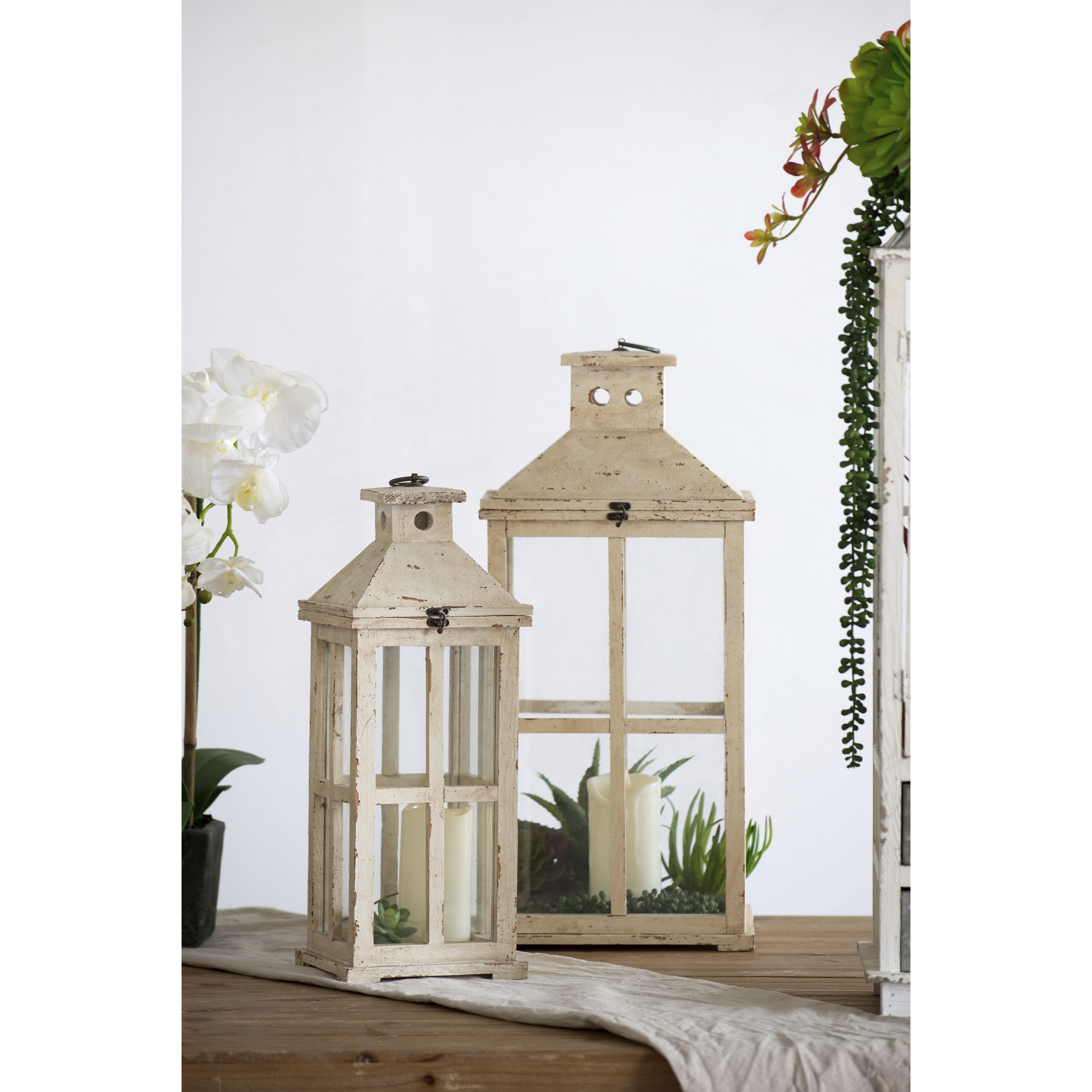 Reed 11.5 inch White Lantern, Set of 2