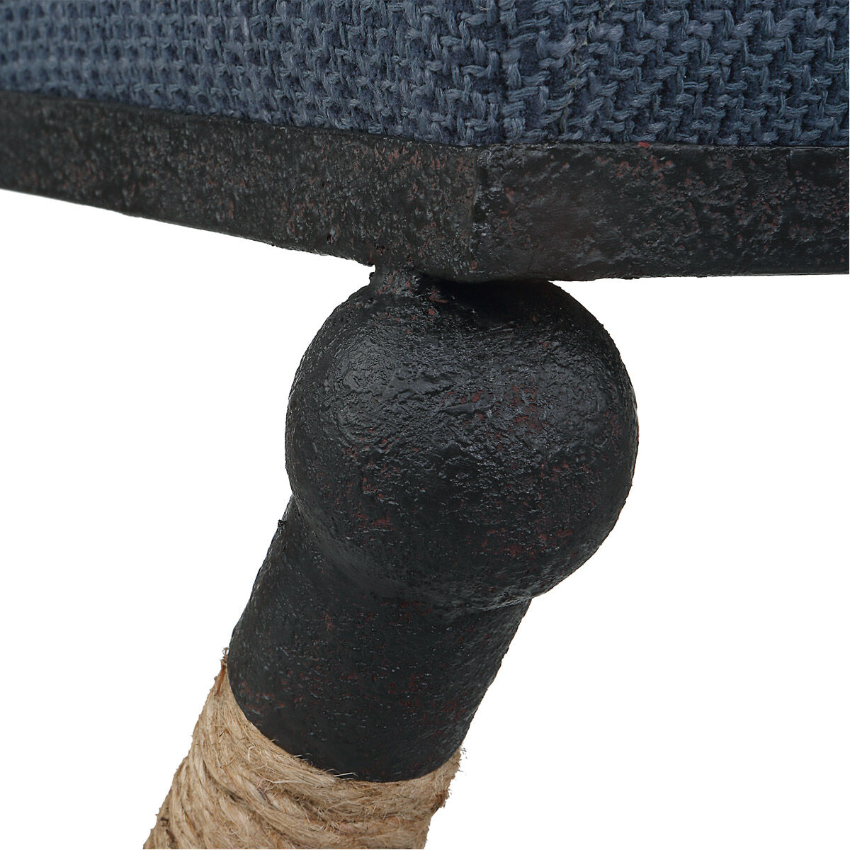 Firth 28 inch Rustic Iron and Natural Fiber Rope with Navy Counter Stool