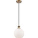 Ballston Athens LED 8 inch Brushed Brass Mini Pendant Ceiling Light in Matte White Glass, Ballston