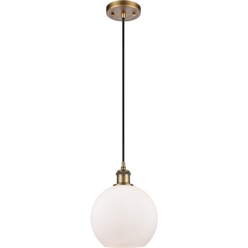 Ballston Athens 1 Light 8 inch Brushed Brass Mini Pendant Ceiling Light in Matte White Glass, Ballston