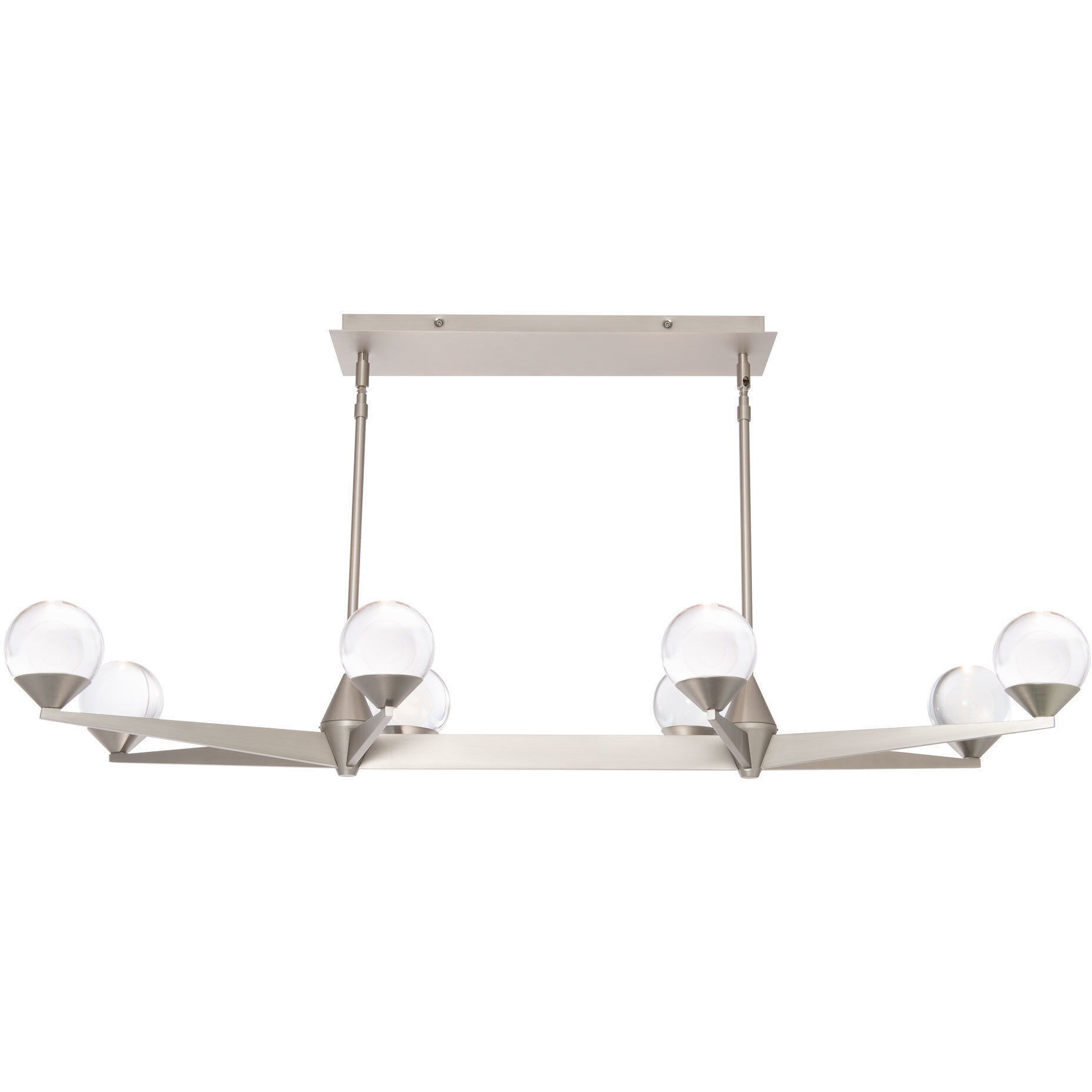 Double Bubble Linear Chandelier Ceiling Light in Satin Nickel