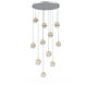 Cabochon LED Classic Silver with Travertine Stone Pendant Chandelier Ceiling Light in Clear, 2700K LED