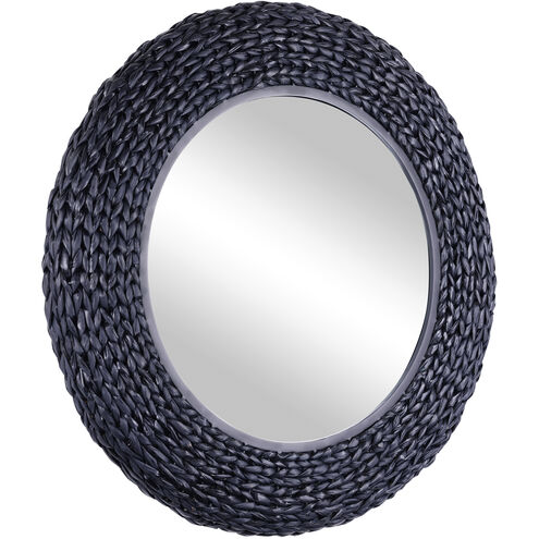 Athena Matte Black with Midnight Blue Seagrass Wall Mirror